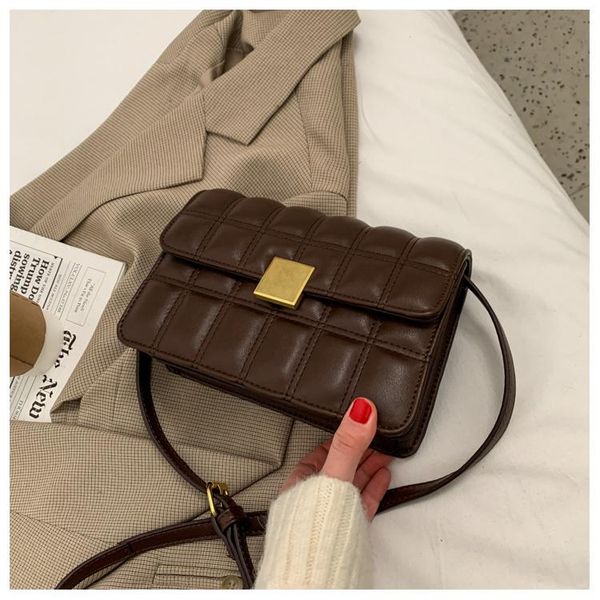 

evening bags lattice square crossbody bag 2021 fashion high-quality pu leather women's designer handbag vintage shoulder messenger