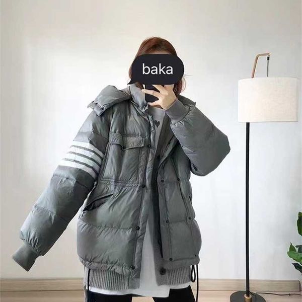 

2021 autumn and winter new four bar fashion korean down women's loose casual hooded short jacket, Black
