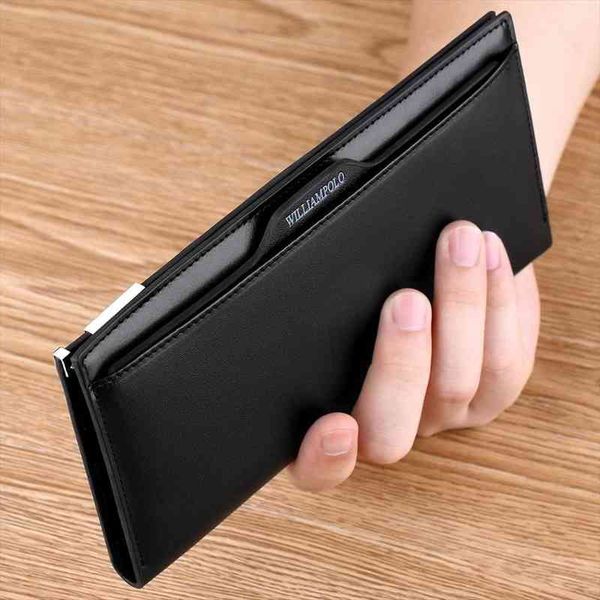 

brand wallet men genuine leather bifold long wallets ultra slim purse card slots cash pocket removable holder, Red;black