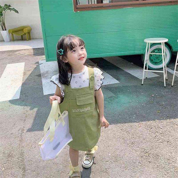 

summer arrival girls fashion overalls dress kids cotton 210528, Red;yellow