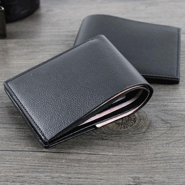 Cüzdan erkek cüzdan iş mini bifold çanta basit erkek organizatör moda tutucu deri para çantası