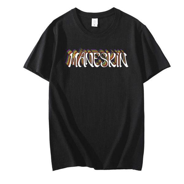 

men's t-shirts men women short sleeve t-shirt large size cotton printed shirt italian band logo maneskin print, White;black