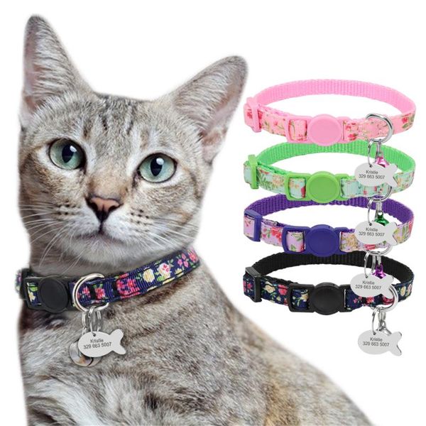 

cat collars & leads personalized id tag collar quick release pet puppy kitten with bell safety adjustable for small dogs cats pets pink