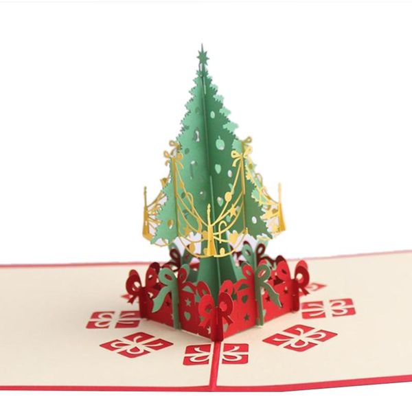 

greeting cards 3 pcs merry christmas tree 3d card paper laser cut gifts
