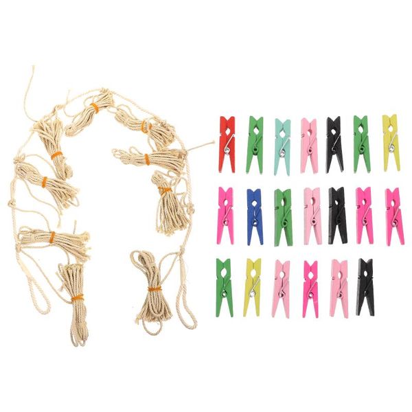 

party decoration 1 set of wooden po clips decorative picture with woolen yarn (assorted color)