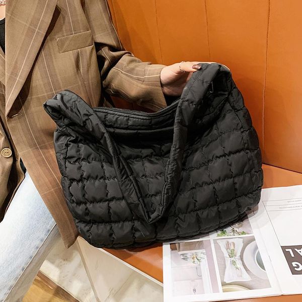 

large capacity winter one shoulder bag waterproof nylon space pad cotton feather female handbags cross body