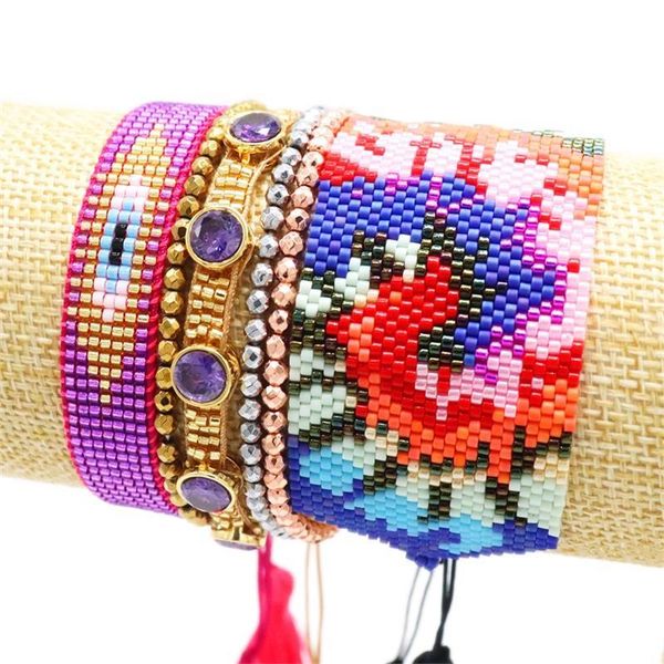 

bohemia colorful bracelet jewelry fashion evil eye bracelets for women handmade beads armband girl's gift wholesale charm, Golden;silver