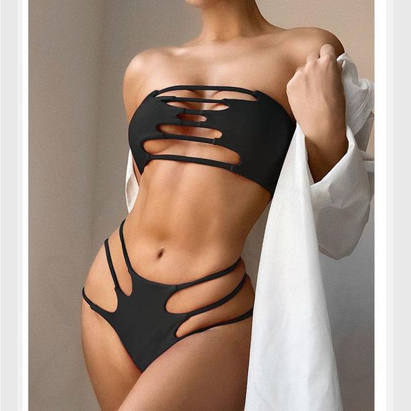 

women's swimwear bandeau bikini women plus size 2 piece swimsuit bathing suit biquinis maillot de bain femme monokini tankini, White;black