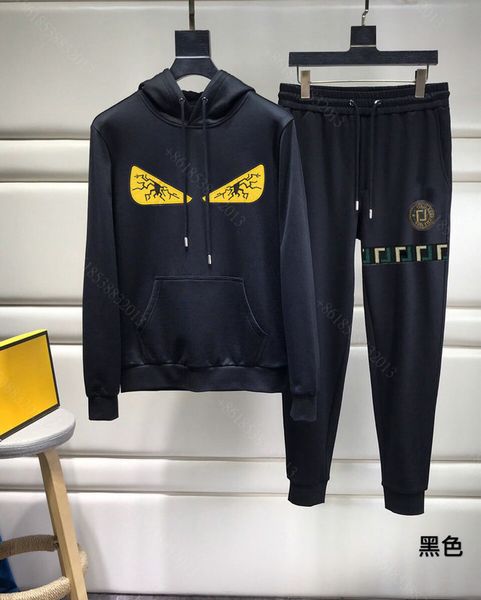 

fashion trend tracksuit korean style for men couples hoodies men pant type trouser two piece suit monster eyes ffendd brand diamond plus siz, Gray