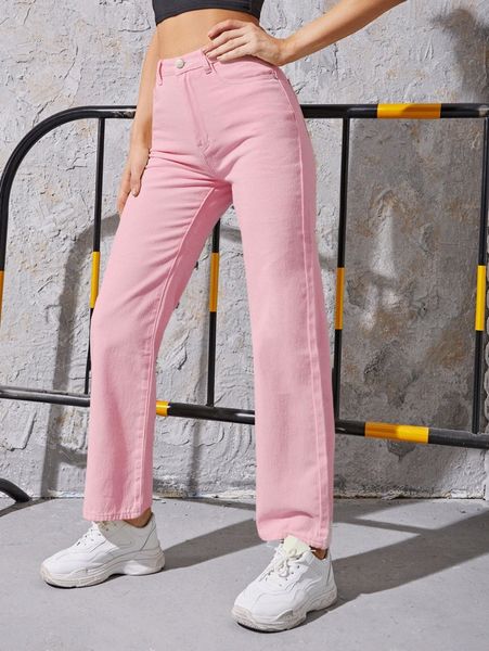 

high waisted solid jeans o9rr#, Blue