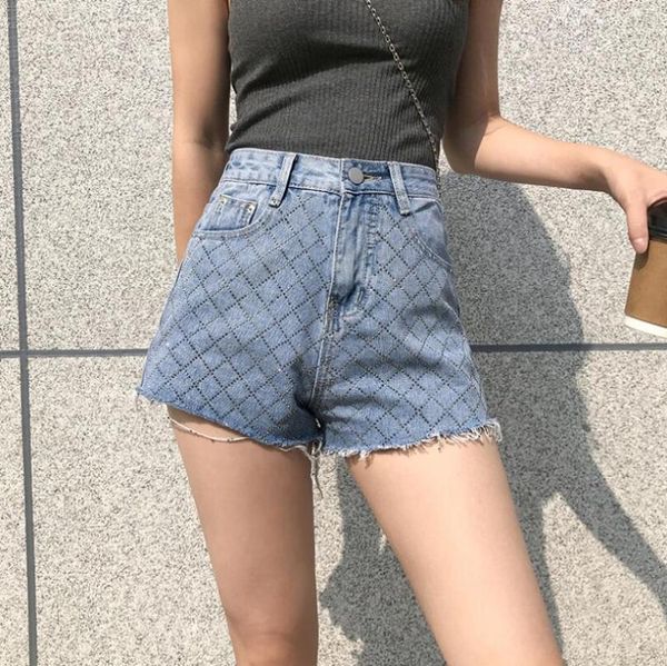 

korean denim shorts women 2021 summer high waist wide leg loose a-line jeans spodenki damskie p1267 women's, White;black