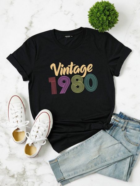 

plus number & letter graphic tee p1uf#, Black