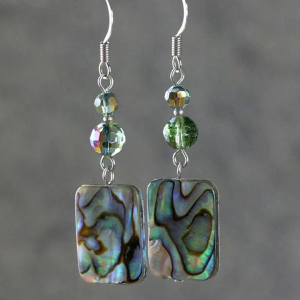 

dangle & chandelier vintage silver plated square shell drop earrings green acrylic stone for women wedding bohemia jewelry h4m919