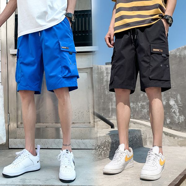 

plus size summer blue cargo shorts men streetwear multi-pockets baggy short jogger pants male loose casual shorts 8xl, White;black