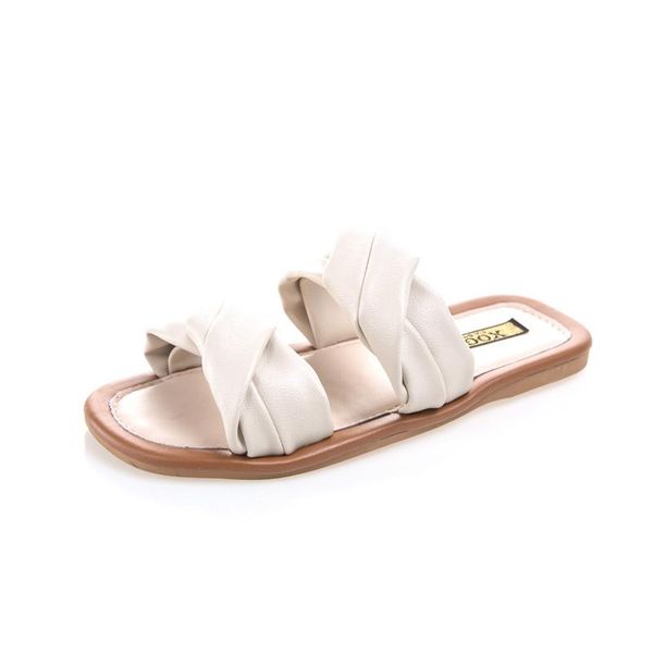 

slippers women's square toe 2021 summer female flat slides holiday beach lady flats, Black