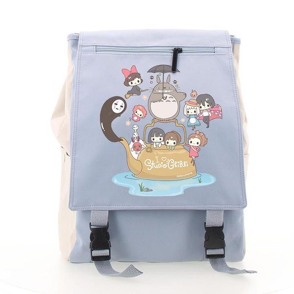 

preppy style fresh cartoon totoro backpack flap nylon female school students schoolbag large capacity campus shoulder bag