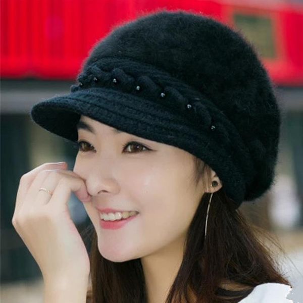 

beanie/skull caps winter beret faux fur hat women soft warm knitted accessory comfortable outdoor skullies beanies, Blue;gray