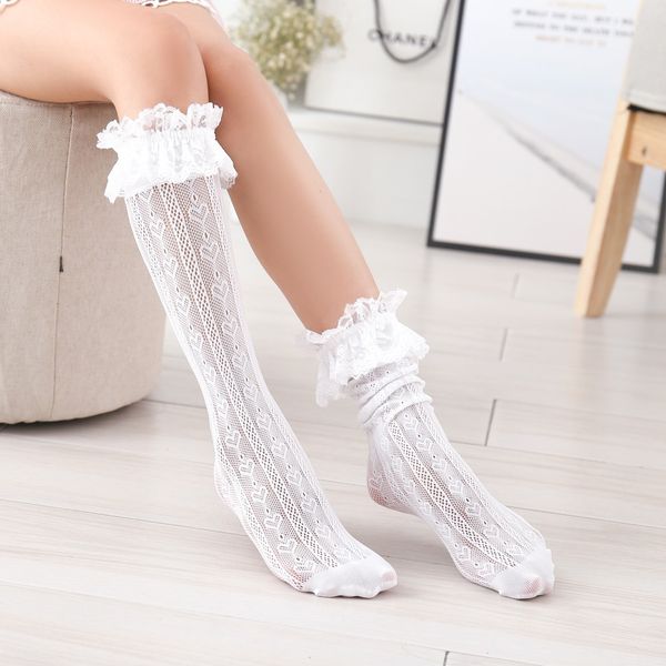 

kids clothing daily lolita children's sock lo li tower cutout lace girls stockings white hide pile pasket cute lace socks f0173, Pink;yellow