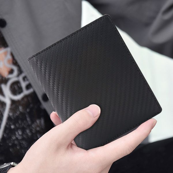 

leather vertical short men's buckle card pocket multifunctional business leather wallet, Red;black