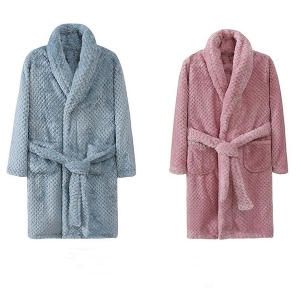 

autumn winter kids sleepwear robe boys flannel warm bathrobe girls 4-18 years teenagers children pajamas baby teen jacket coat 211023, Blue;red