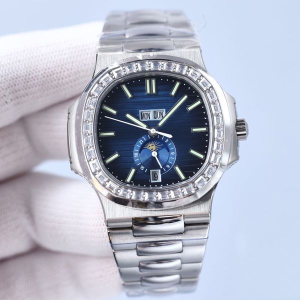 

diamond watch mens watchs automatic mechanical watch 40mm sapphire waterproof fashion business wristwatches montre de luxe gift, Slivery;brown