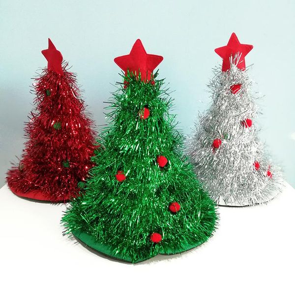 

wide brim hats 2022 christmas hat year party green tree santa claus show ball decoration bucket, Blue;gray
