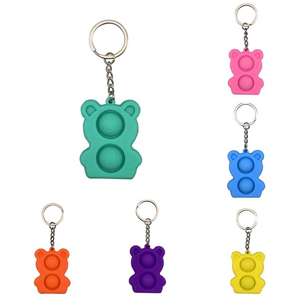 

bubble silicone fidget toys mini bear push keychain vierkant suitable for relieving stress children to relieve autism toy
