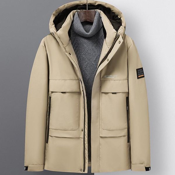 

men's down & parkas 2021 winter solid men cotton jacket hooded collar normal 3 colors long sleeves plus size 3xl, Black
