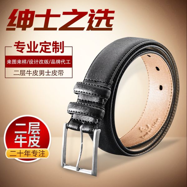 

new men's belt spanish cattle leather fashion business solid color pin buckle, Black;brown
