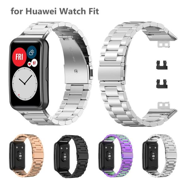 

watch bands metal correa bracelet for huawei fit replacement band stainless steel strap wristband woman man silver, Black;brown