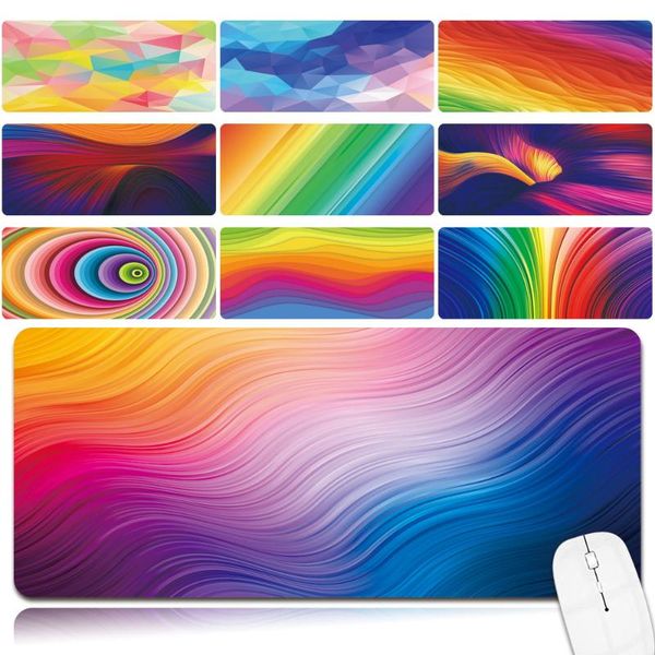 

mouse pads & wrist rests anti-slip waterproof pu leather computer mouse-pad smooth portable game lappad watercolor pattern large mat