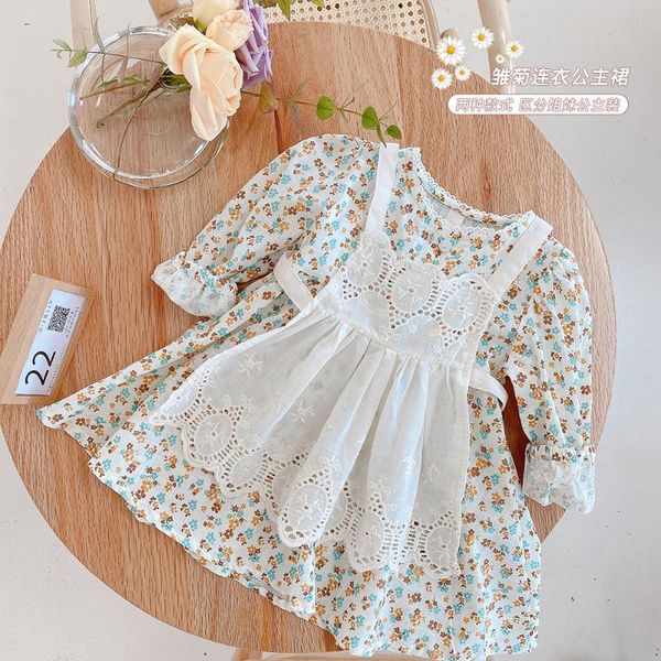 

girl's dresses 2021 spring sisters clothes baby girl dress romper toddler 2pcs set princess floral birthday clothing vestidos, Red;yellow