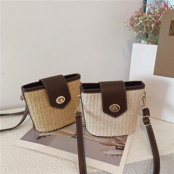 

evening bags large capacity korean bucket bag small fresh fashion ladies shoulder simple straw woven luxury women crossbody