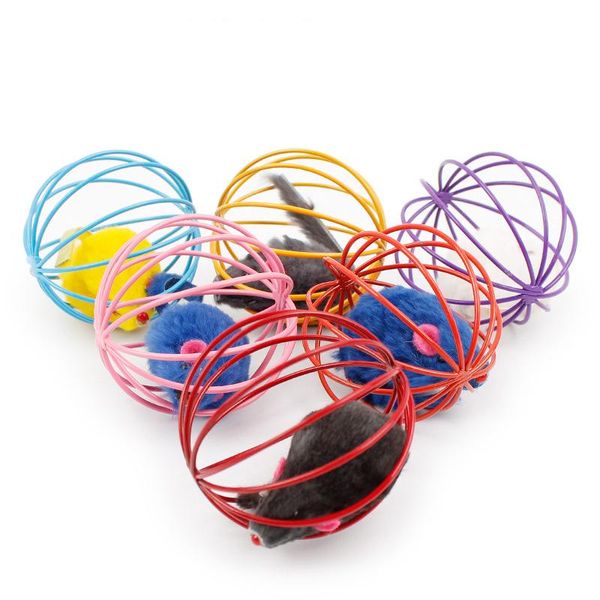 

pc random color cat toys lovely mouse ball kitten play toy funny gift in rat cage