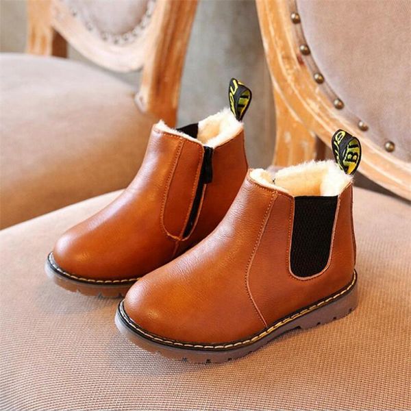 

boots winter children' retro plus velvet warm girls boys snow baby soft bottom non-slip 21-36, Black;grey