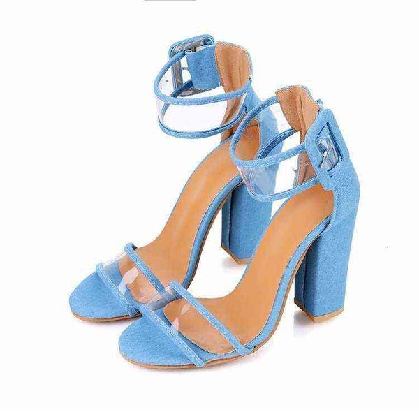 

thick heel open toe sandals hollow out buckle high-heeled women's
