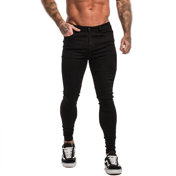 Dünne Jeans Männer Schwarz Streetwear Klassische Hip Hop Stretch Jeans Slim Fit Mode Biker Stil Enge Drop Jeans männlichen hosen S913301g