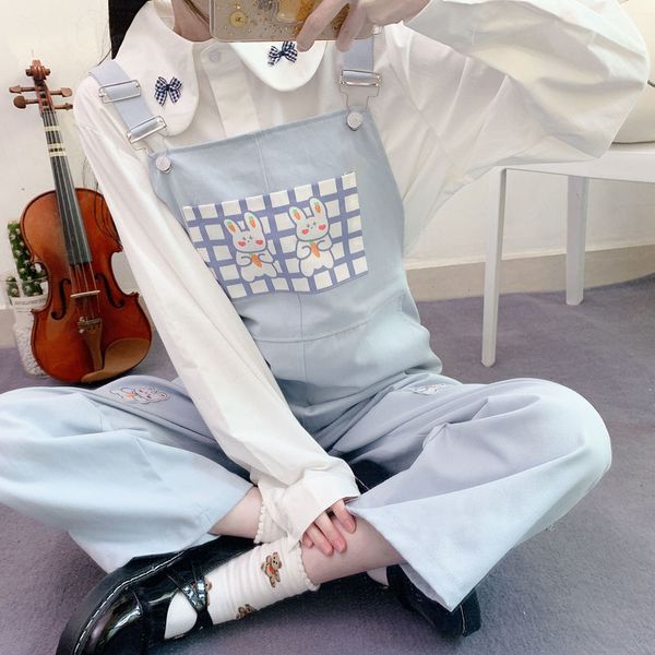 

jumpsuit 2021 woman sugar jumpsuit girl cotton long overalls from cartoon kawaii bear loose style female playsuit, Black;white