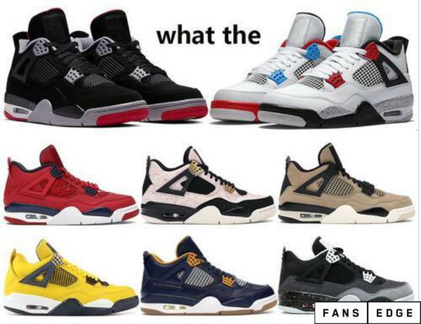 

new what the bred 4 4s jumpman basketball shoes sneakers mens fiba silt red splatter white cement stealth men trainers us 7-13