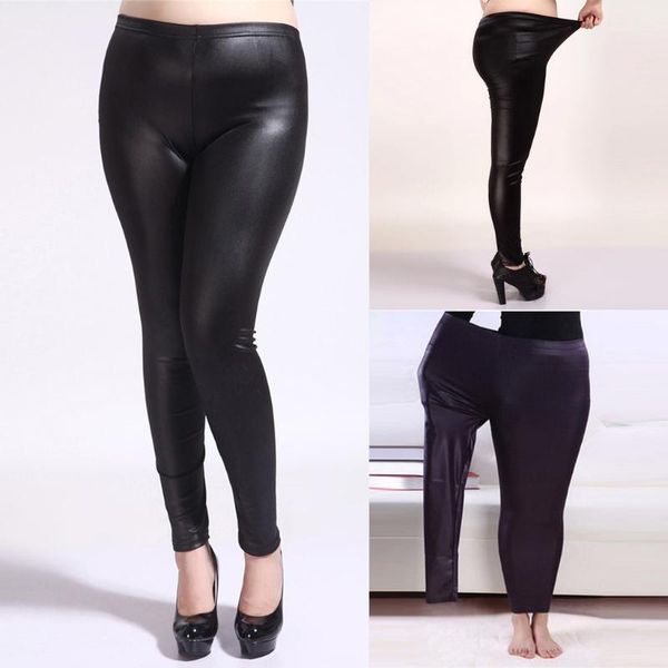 

women's leggings women winter plus size pencil pants imitation leather high waist warm velvet ladies thick stretch trousers, Black