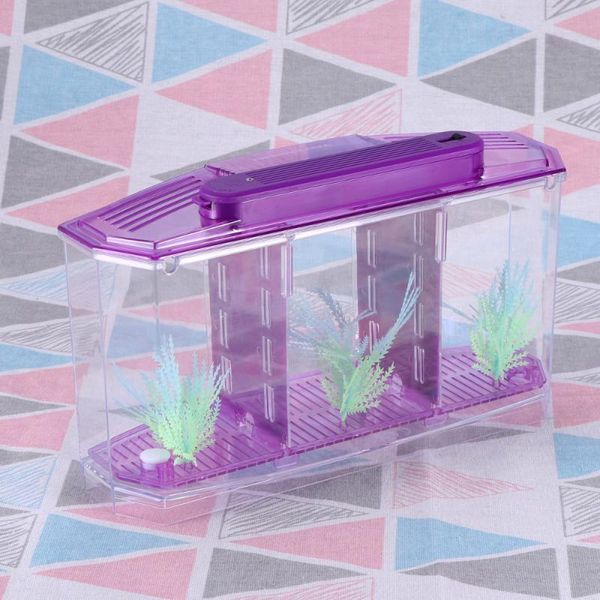 

aquariums mini fish tank self-cleaning deskecological goldfish square hatching seedlings for home shop (purple)