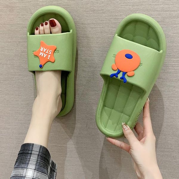 

slippers for women wearing cute instagram cartoon with indoor anti-skid bath fashion couples christmas flip-flops, Black