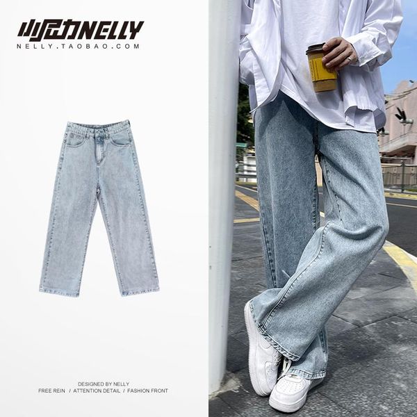 

men's jeans homme straight loose korean pants for men versatile autumn and winter streetwear the listing, Blue