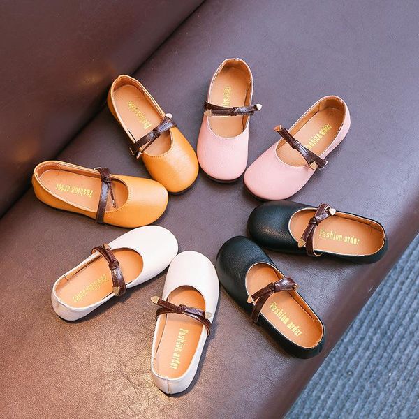 

flat shoes autumn 2021 style girls mary jane shoe for kids princess flats bow know baby big girl, Black;grey
