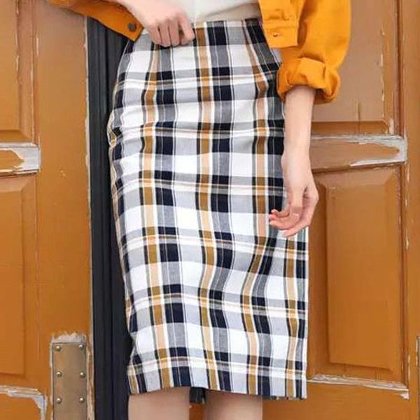 

skirts authentic plaid fashion casual bag hip all over skirt in spring 2021, Black