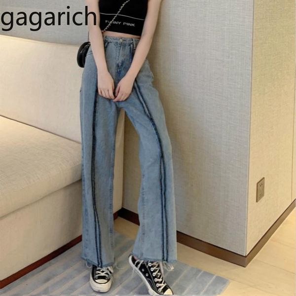 

women's jeans gagarich pants women 2021 style korean contrast color loose ladies spring high-waisted slim straight denim, Blue