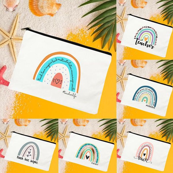 

storage bags rainbow teacher print portable cable digital usb organizer gadgets charger cosmetic bag case pencil gifts
