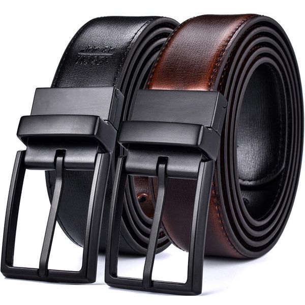 

belts leather reversible for men dress designer male rotated buckle jean two in one, Black;brown