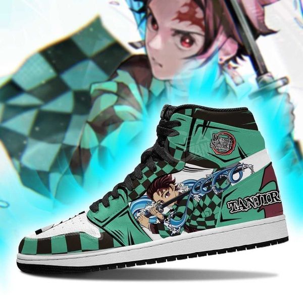 

tanjiro water & sneaker boots fire demon slayer anime custom shoesjhkm