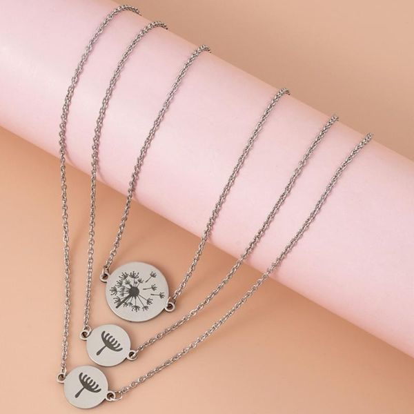 

pendant necklaces 3x soul sister dandelion expandable necklace stainless steel for women adults girls friendship lover personality gifts, Silver